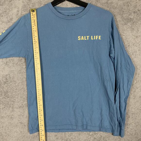 Salt Life Shirt Mens Small Blue Long Sleeve Salty State Mind Surf Graphic Beach - Picture 5 of 9